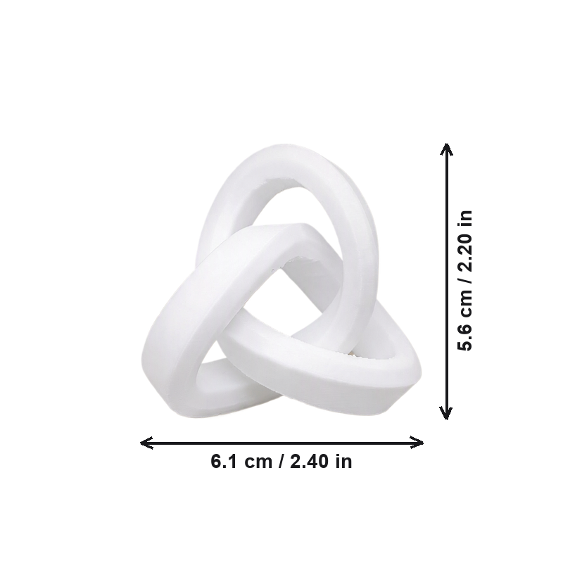 Minimalist Geometric Trefoil Knot Freestanding Desktop Ornament — dimensions