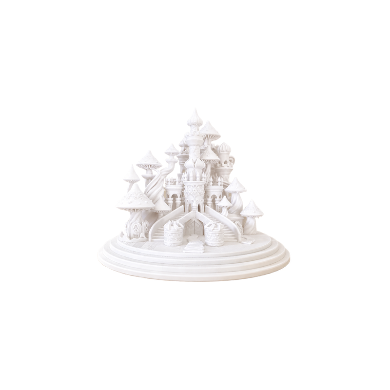 Fantasy Mushroom Castle Decor Ornament Desktop Home Display Statue — white background