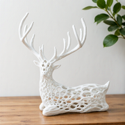 Seated Hollow Lattice Deer Figurine, Holiday Seasonal Tabletop Home Display Decor Piece — additional product view
