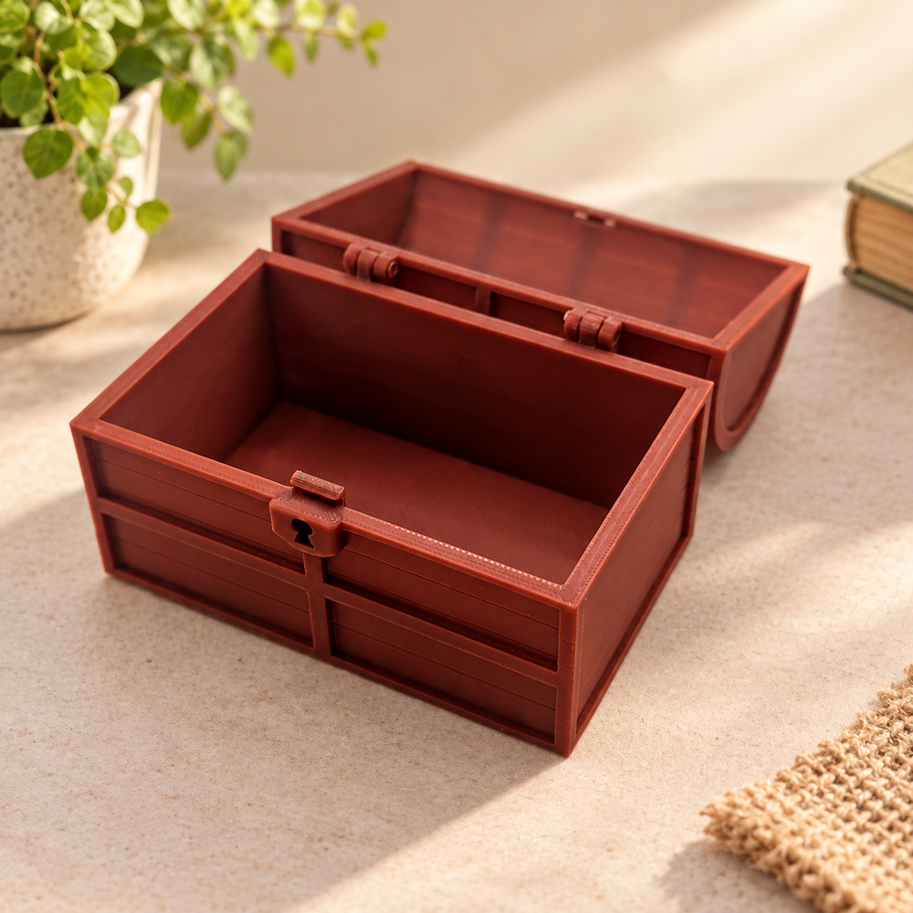 Vintage Treasure Chest Style Desktop Storage Box Small Accessory Organizer — product scene