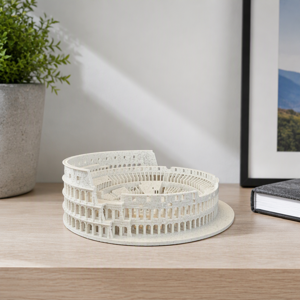 Detailed Roman Colosseum Historic Landmark Architectural Model Desktop and Shelf Display Decor Piece — additional product view