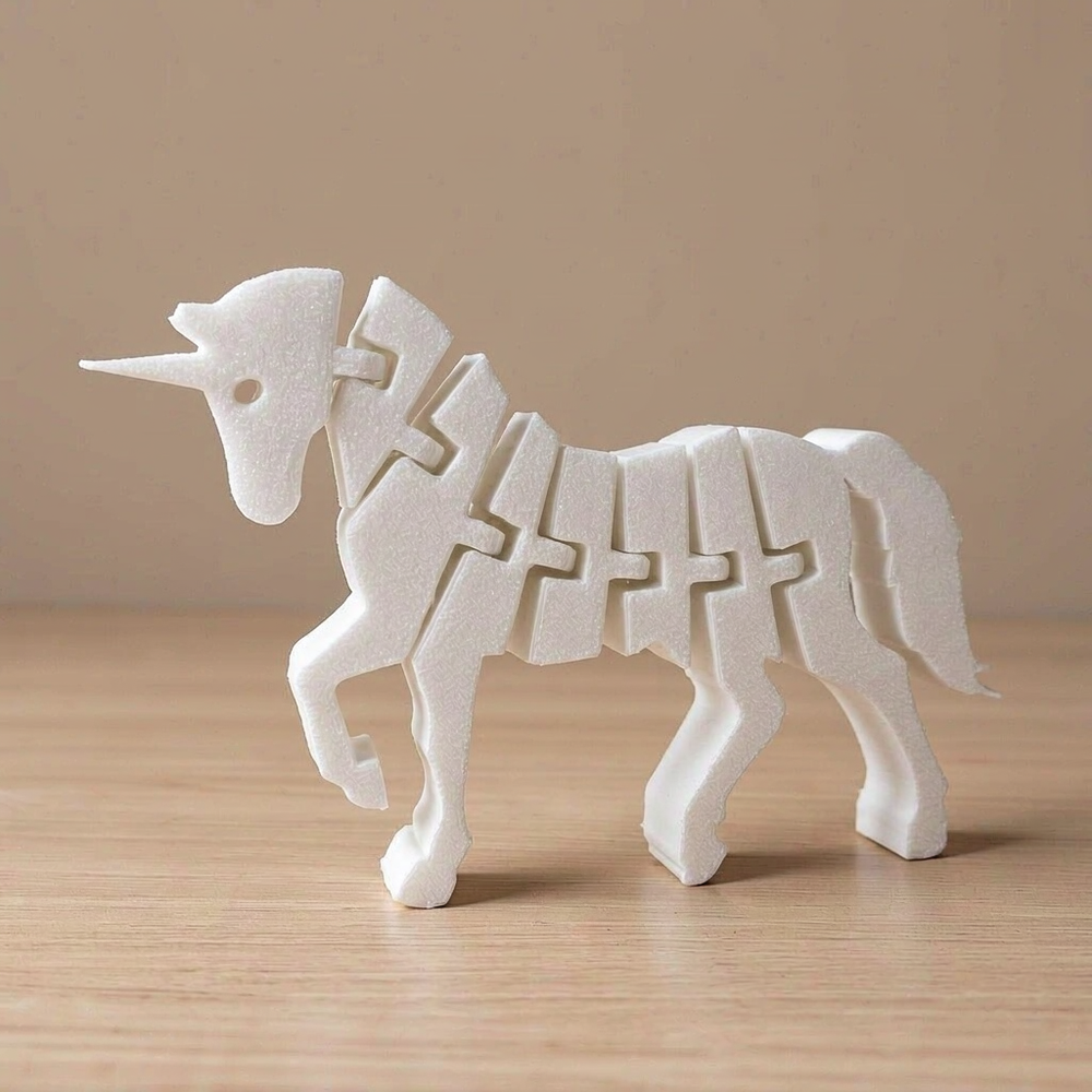 Flexible Articulated Unicorn Figurine, Freely Posable Segmented Decorative Ornament for Desk, Shelf and Home Display — product scene