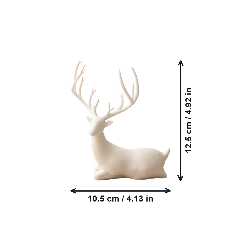 Lying Deer Figurine, Minimalist Festive Decor Ornament for Desktop and Shelf Display — dimensions
