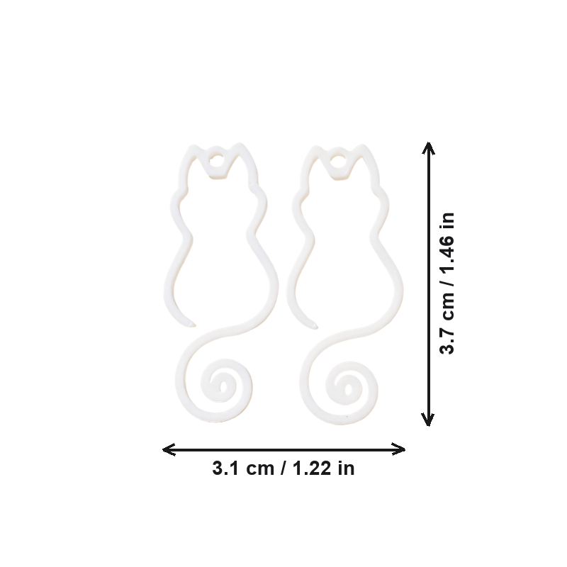 2 Pieces Minimalist Hollow Cat Silhouette Earring Pendants Jewelry Making Accessories — dimensions
