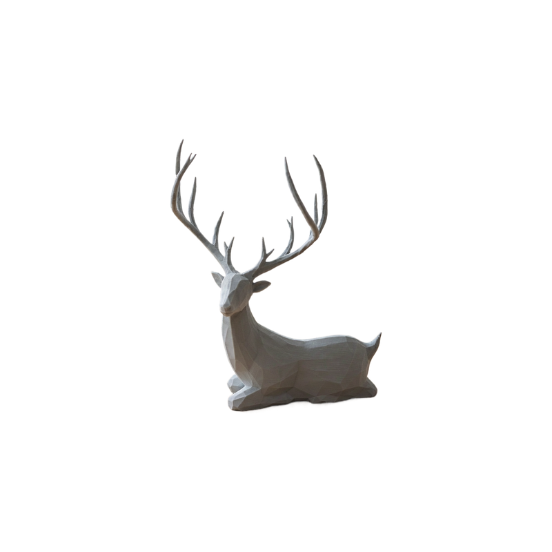 Geometric Lying Deer Figurine, Modern Minimalist Home Decor for Table Shelf Desktop Display — white background