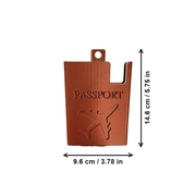 Embossed Passport Holder Travel Accessory with Hanging Tab and Airplane Pattern — dimensions