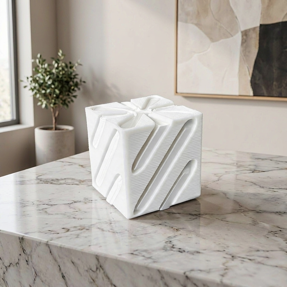 Impossible Passthrough Geometric Cube, Smooth Finish Desktop Decor for Workspaces — main product view