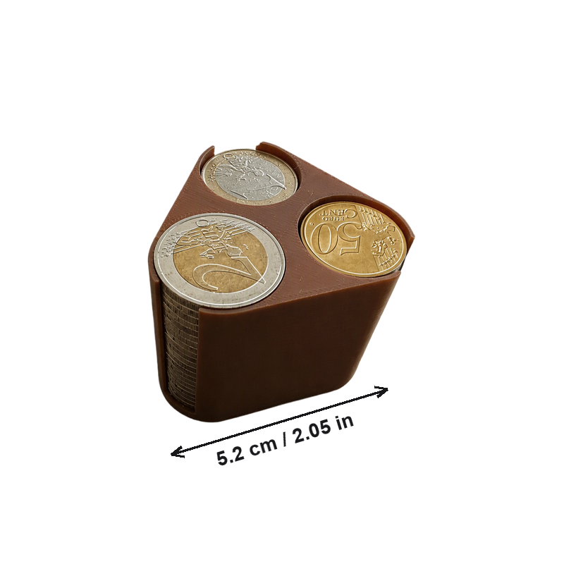 Brown 3-Slot Euro Coin Storage Holder Portable Coin Organizer for Collection