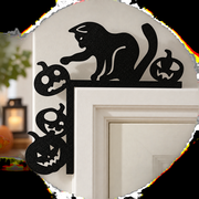 Halloween Cat and Jack-O-Lantern Door Corner Decor Spooky Festive Home Accent — main product view