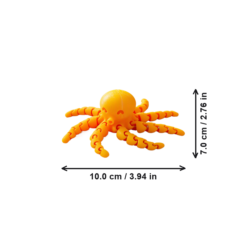 Cute Mini Articulated Octopus Figurine Flexible Adjustable Desktop Home Decor Ornament — dimensions