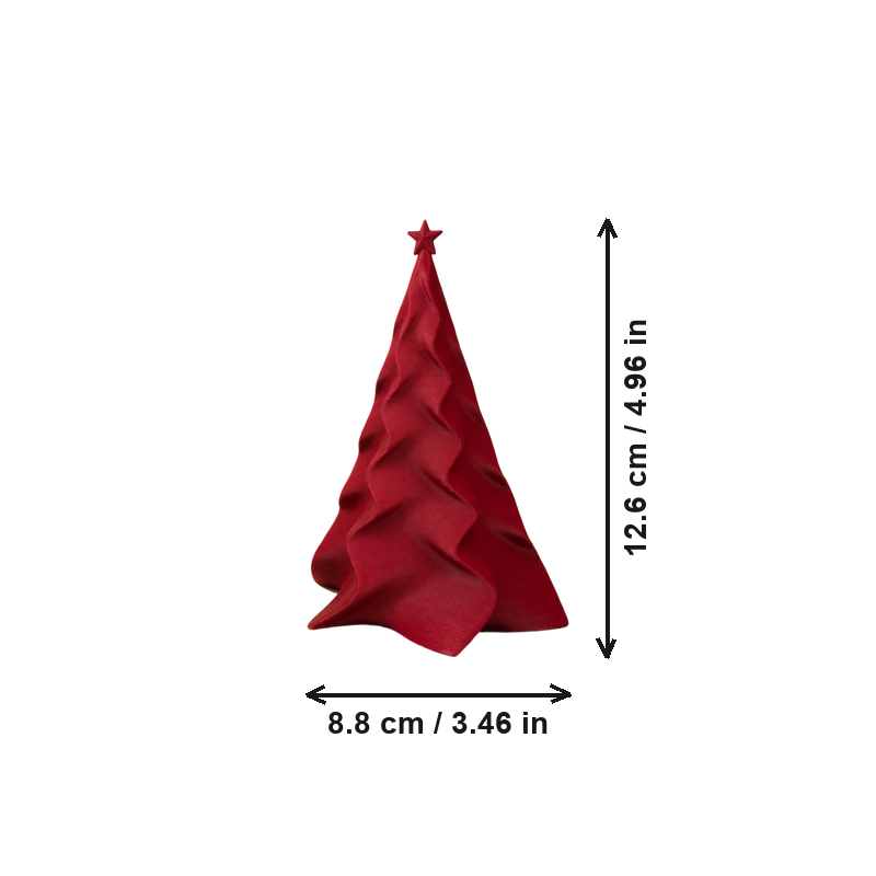 Wavy Textured Festive Tree Desktop Home Decoration with Tiny Star Topper — dimensions