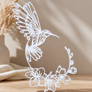 Hummingbird and Flower Hollow Silhouette Wall Art, Decorative Wall Decor for Home Interior Display — product scene