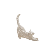 Hollow Mesh Cat Sculpture, Modern Stretching Animal Figurine for Home Desk and Shelf Display Decor — white background