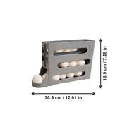 Gravity Auto-Slide Rolling Egg Dispenser, Refrigerator Egg Storage Holder Kitchen Organizer — dimensions