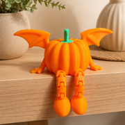 Articulated Winged Pumpkin Decor, Festive Seasonal Home Desktop and Shelf Display Piece — product scene