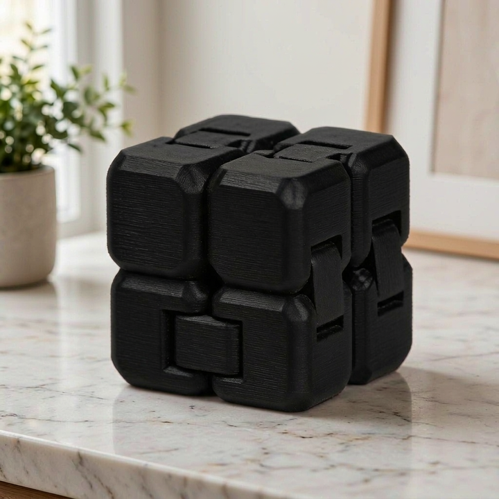 Angled Edge Print-In-Place Fidget Cube Portable Stress Relief Desktop Accessory — main product view