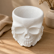 Skull Shaped Decorative Tabletop Ornament, Gothic Spooky Multi-use Holder for Home and Holiday Display — product scene