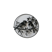 Round Birds on Flower Branch Hanging Wall Decor — white background