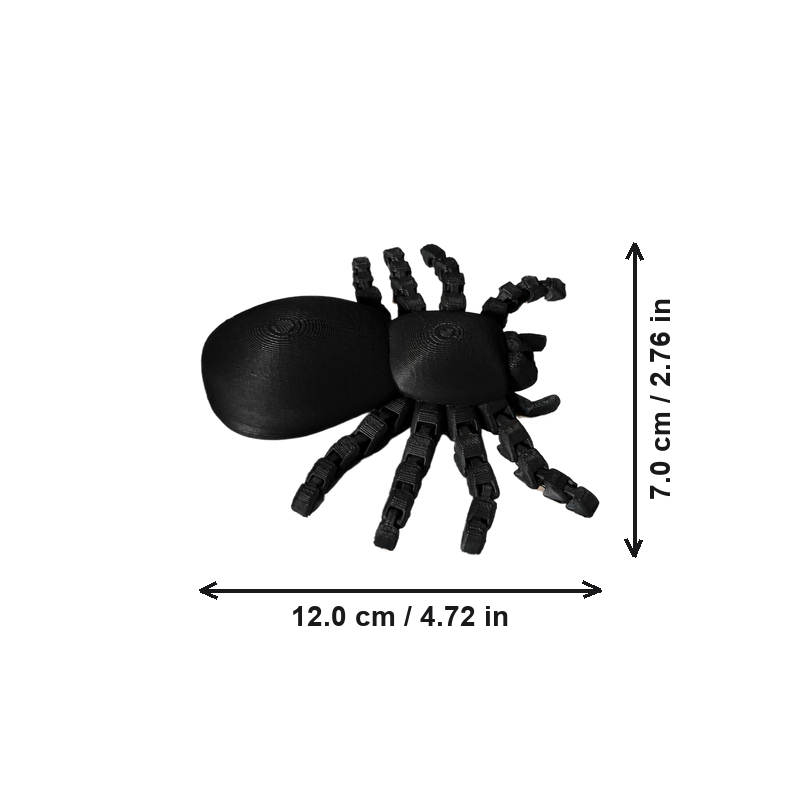 Articulated Spider Figurine with Flexible Poseable Legs for Desktop and Themed Party Decorations — dimensions
