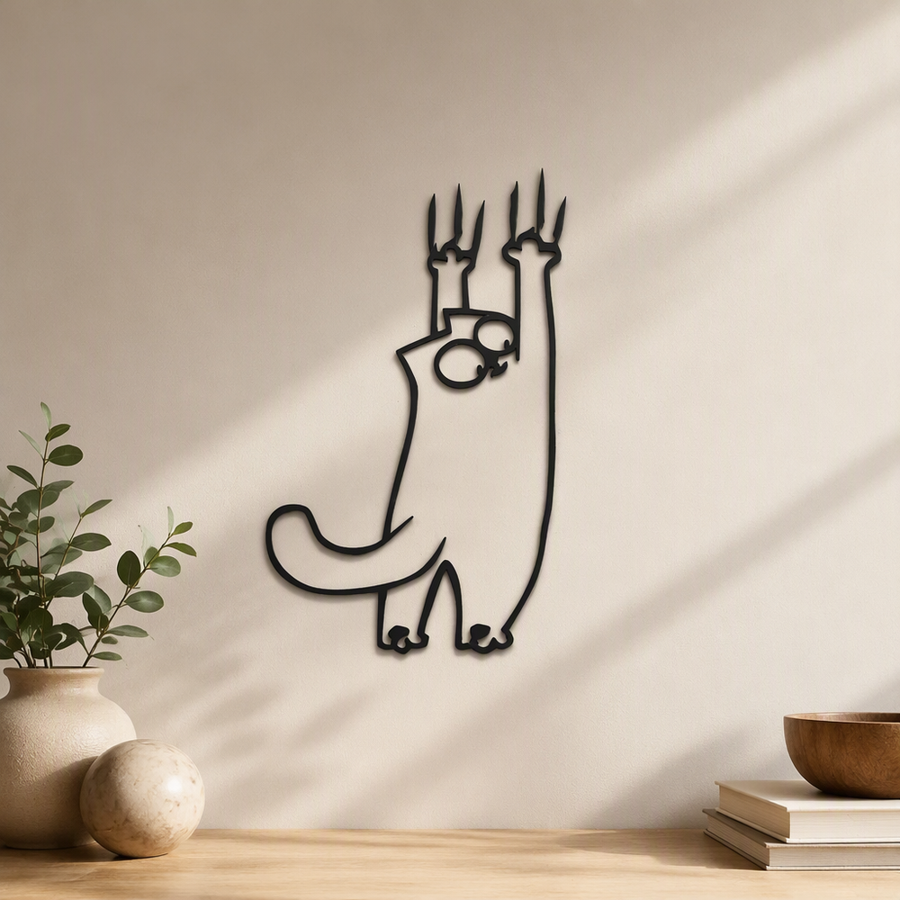 3 Pieces Cute Minimalist Cat Line Art Wall Hanging Ornaments for Home Interior Decoration — product scene