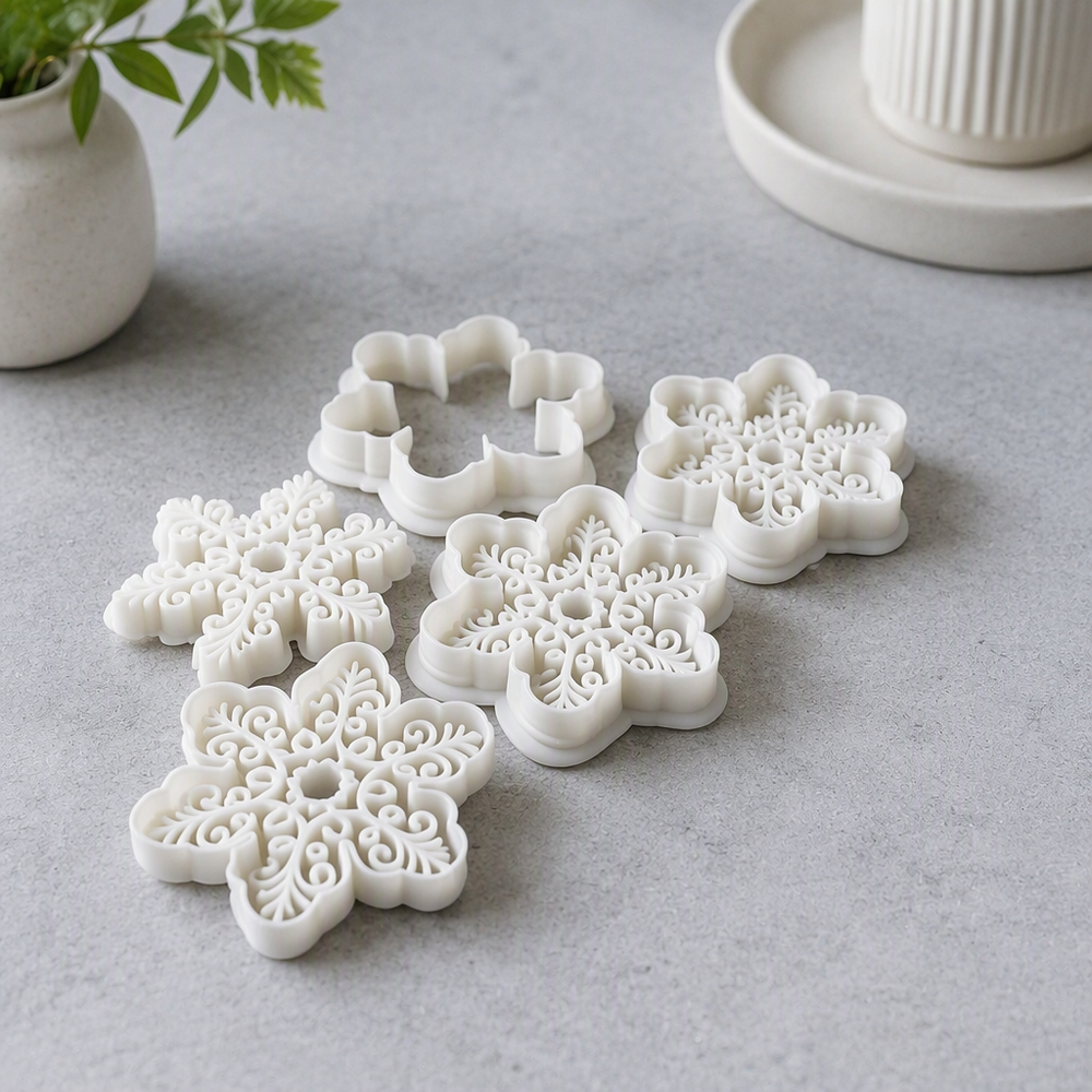 Christmas Embossed Snowflake Baking Mold Set 5 Pcs for Fondant and Pastry — additional product view