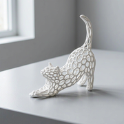 Hollow Mesh Cat Sculpture, Modern Stretching Animal Figurine for Home Desk and Shelf Display Decor — additional product view