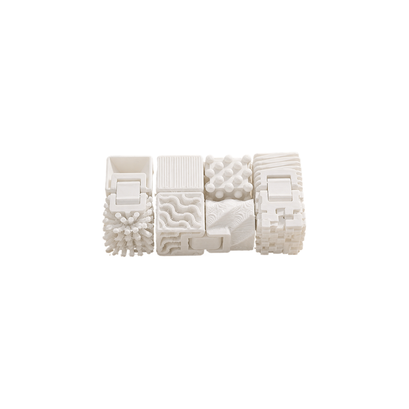 Multi-Texture Articulated Sensory Fidget Flip Block, Handheld Restlessness Relief Gadget — white background
