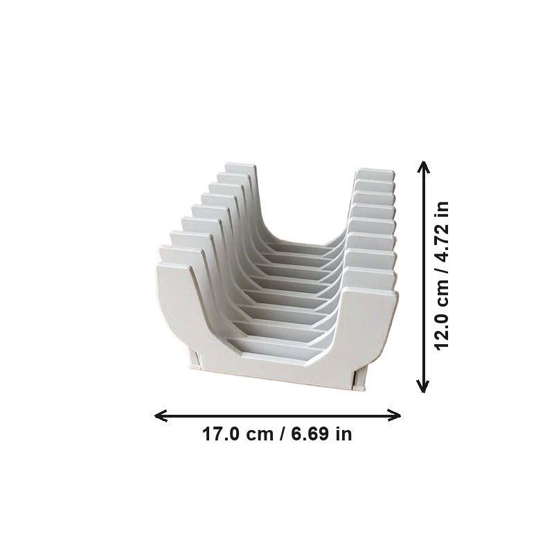 Multi-Slot Kitchen Lid Organizer Rack, Storage Holder for Cutting Boards and Small Plates, Cabinet and Pantry Organizer — dimensions