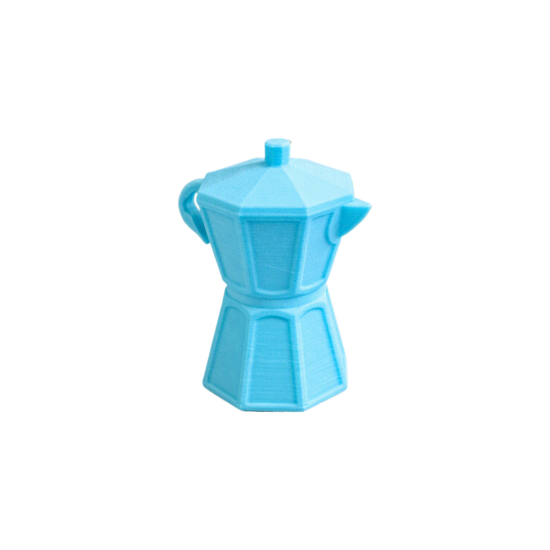 Mini Moka Coffee Pot Shaped Decor Craft with Fixed Lid, Side Handle and Angled Spout — white background
