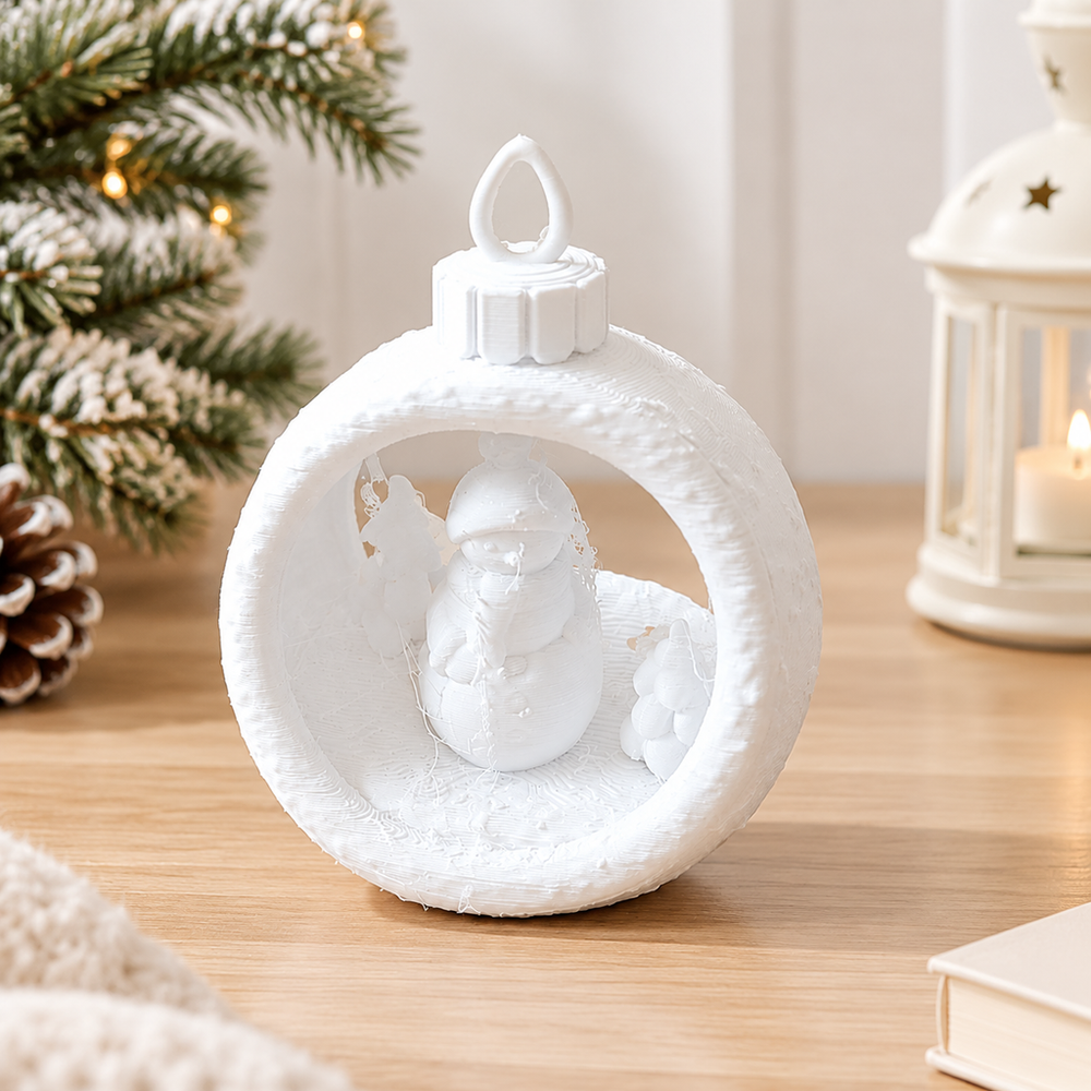 Snowman Scene Hollow Ball Hanging Ornament for Christmas Holiday Decoration — main product view