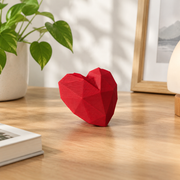 2 Pack Multi-Faceted Geometric Heart Ornaments Modern Polygon Decorations for Home Desktop and Shelf Display — main product view