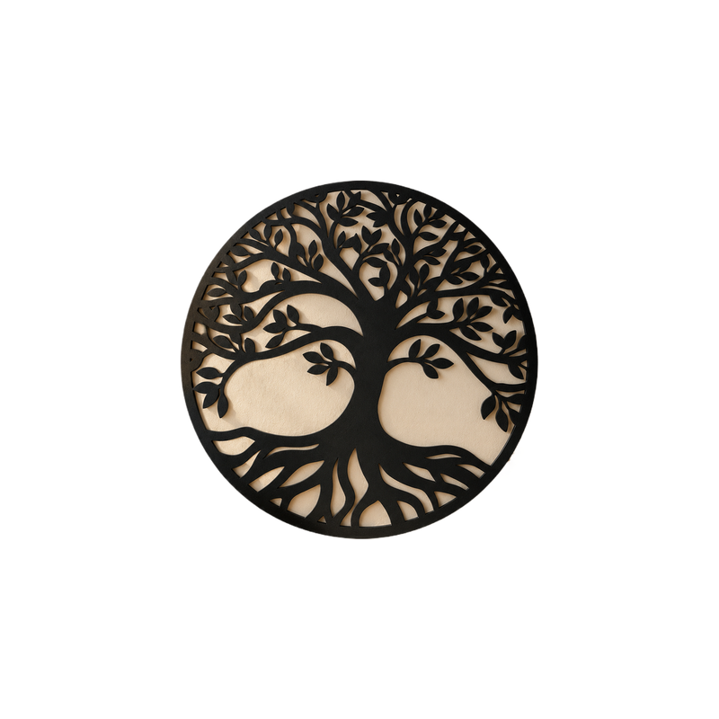 Round Hollow Out Tree Wall Art Hanging Ornament For Indoor Wall Decoration — white background