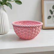 Round Simulated Woven Texture Desktop Storage Basket, Small Item Organizer for Sundries, Snacks and Decor — additional product view