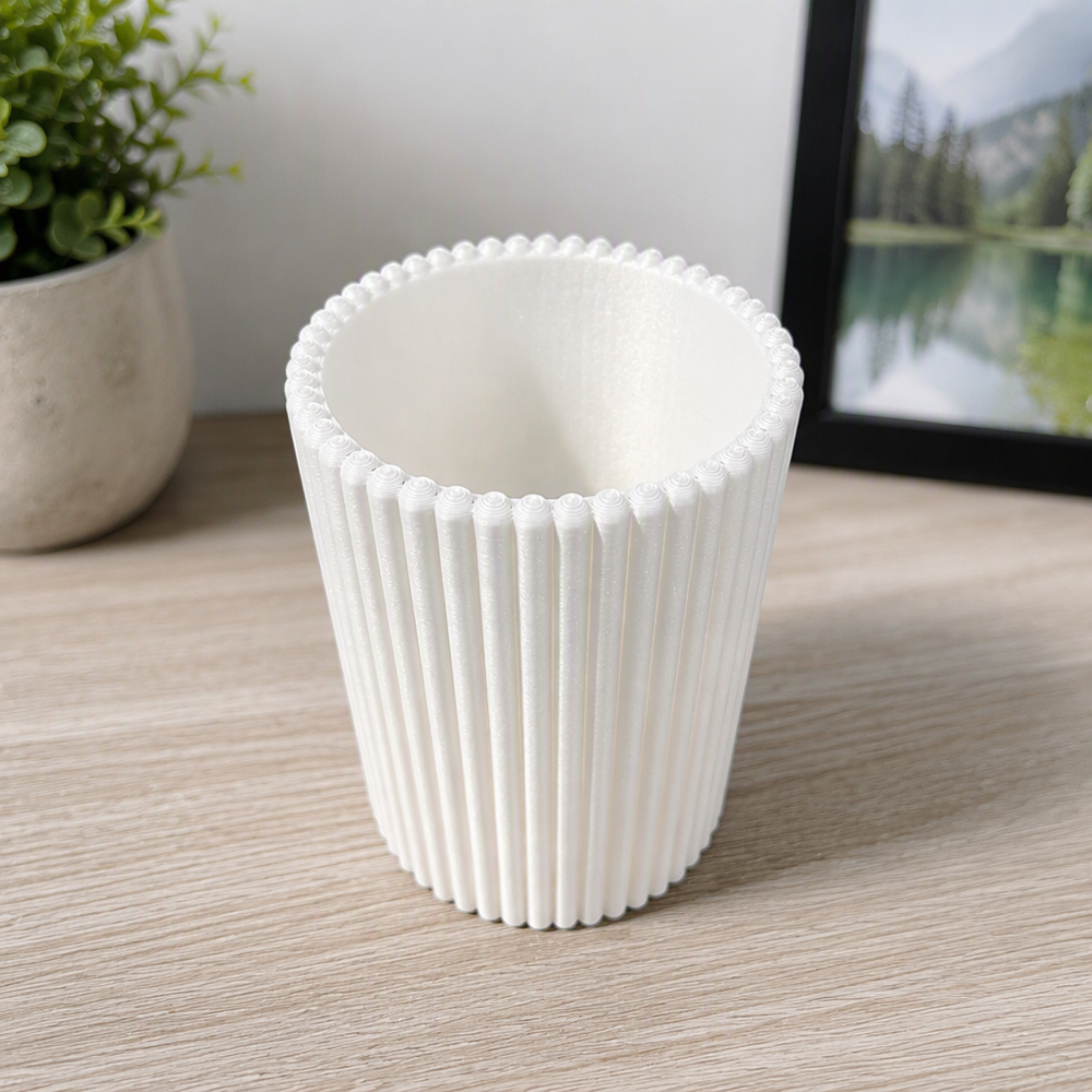 Ribbed Minimalist Pen Holder, Desktop Pencil Cup Organizer for Home and Office Desks — additional product view
