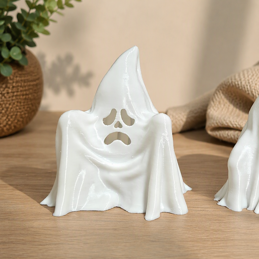 2 Piece Spooky Ghost Figurines, Halloween Tabletop Shelf Home Display Decor Set — product scene