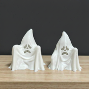 2 Piece Spooky Ghost Figurines, Halloween Tabletop Shelf Home Display Decor Set — additional product view
