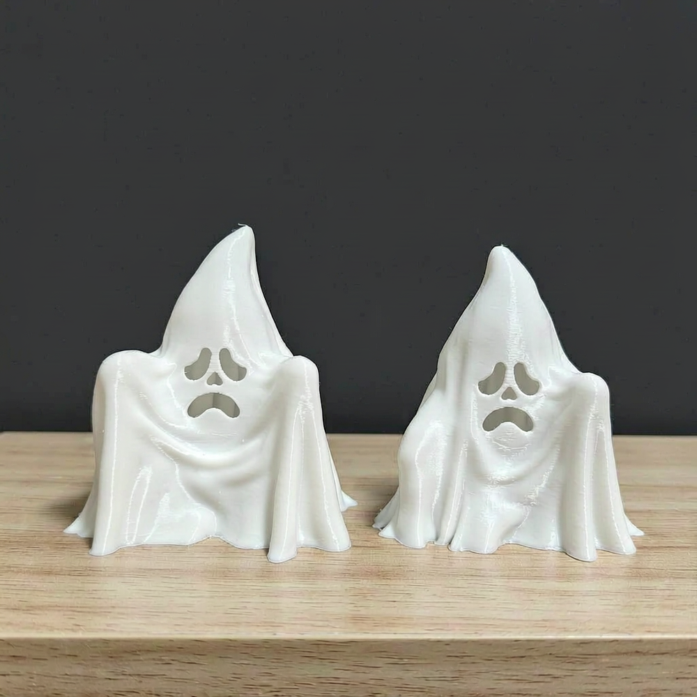 2 Piece Spooky Ghost Figurines, Halloween Tabletop Shelf Home Display Decor Set — additional product view