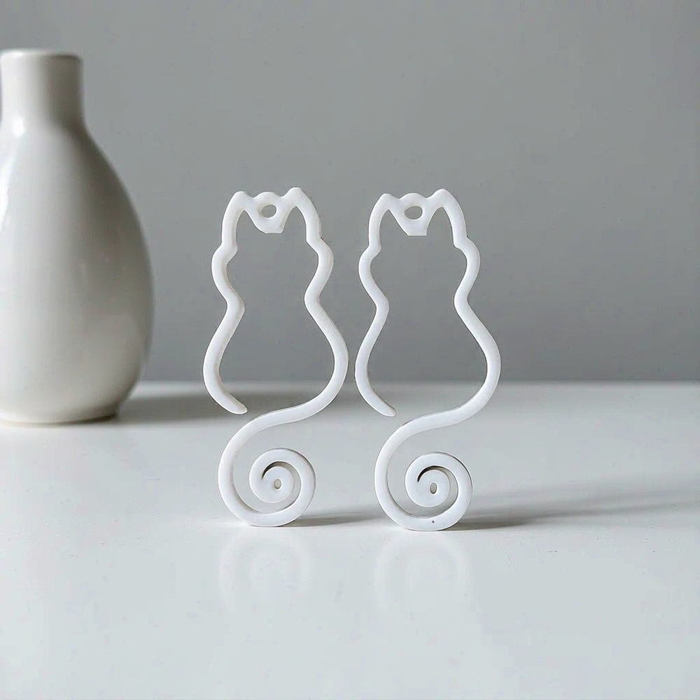 2 Pieces Minimalist Hollow Cat Silhouette Earring Pendants Jewelry Making Accessories — additional product view