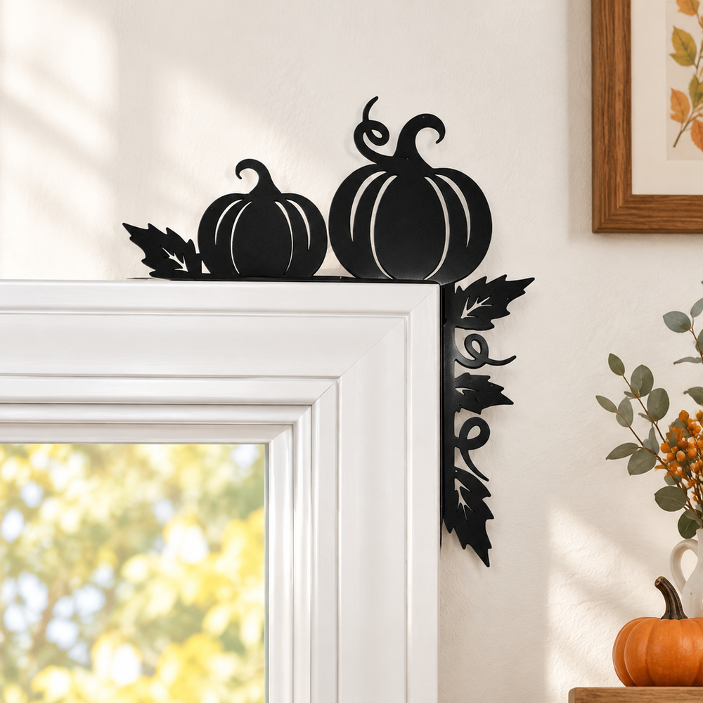 Pumpkin and Leaf Door Corner Decor Fall Thanksgiving Seasonal Home Accent — main product view