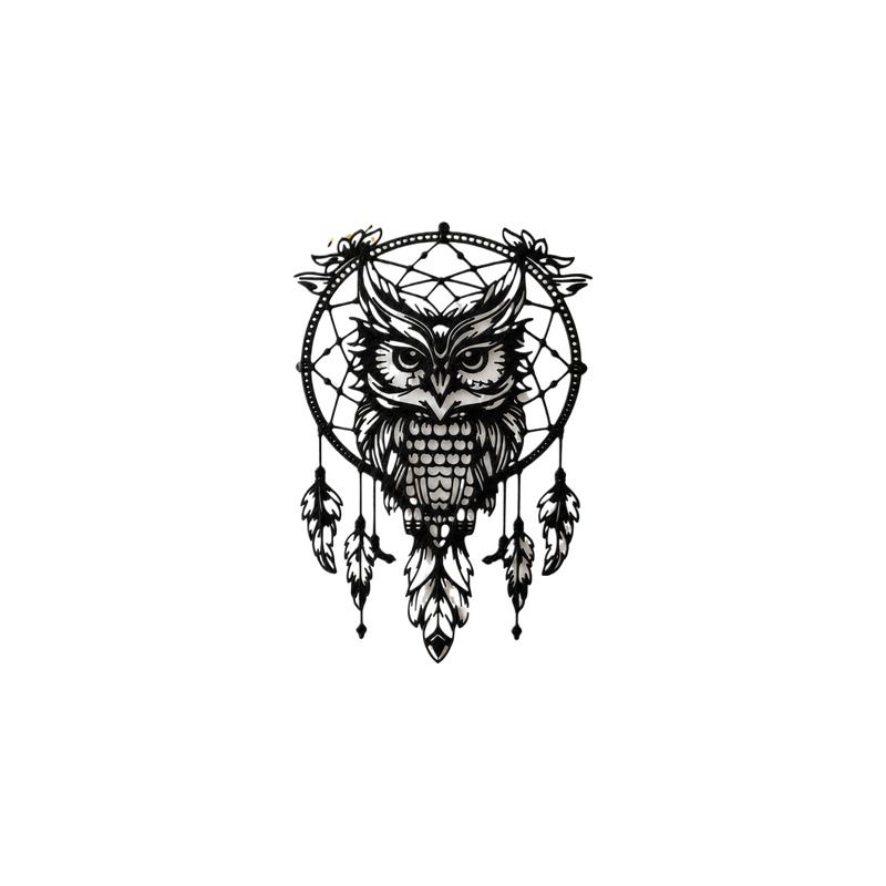 Owl Dream Catcher Hollow Silhouette Wall Hanging Decor — white background