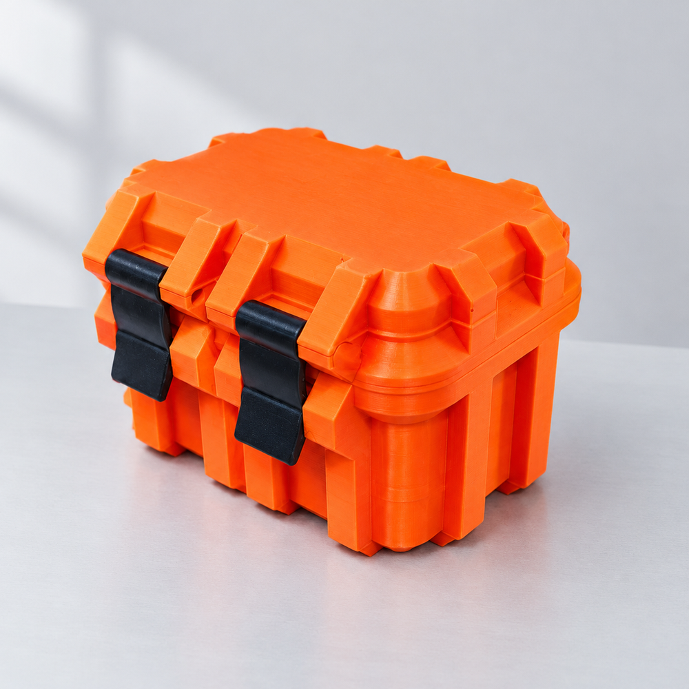 Compact Rugged Small Storage Box with Dual Snap Latches, Integrated Hinged Hard Container — additional product view