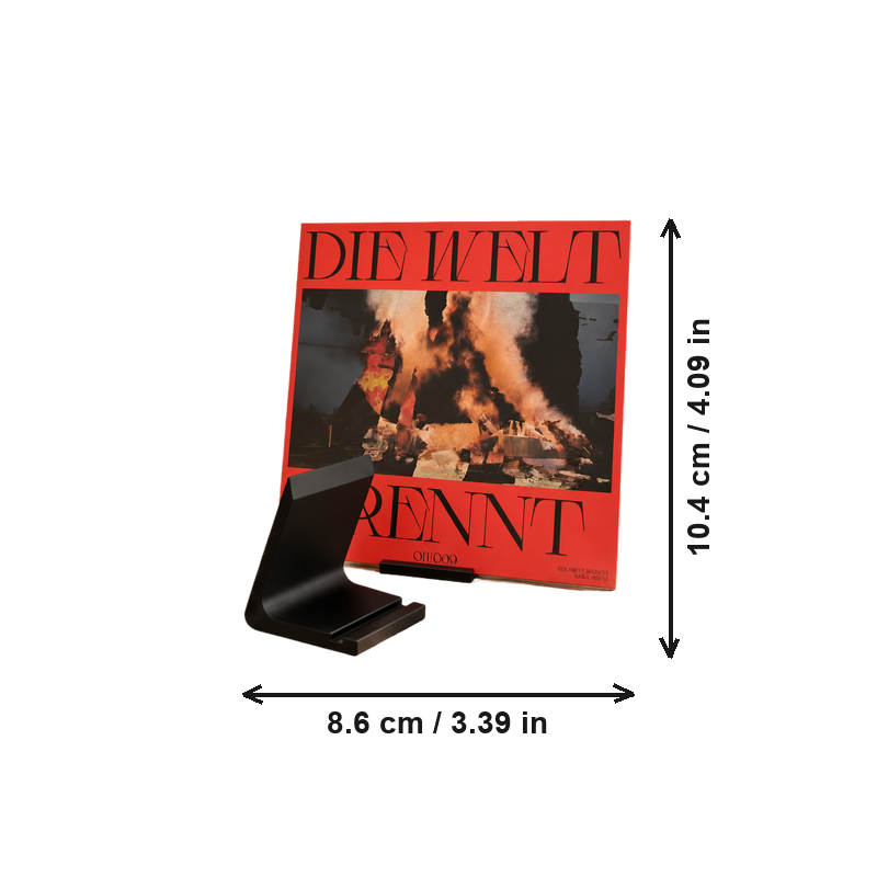 Minimalist Tabletop Vinyl Record Display Holder for Home and Studio Music Decor — dimensions