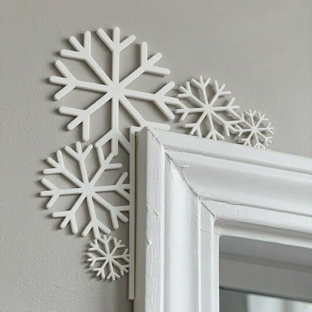 Snowflake Door Corner Decor, Winter Christmas Holiday Door Frame Seasonal Trim — product scene