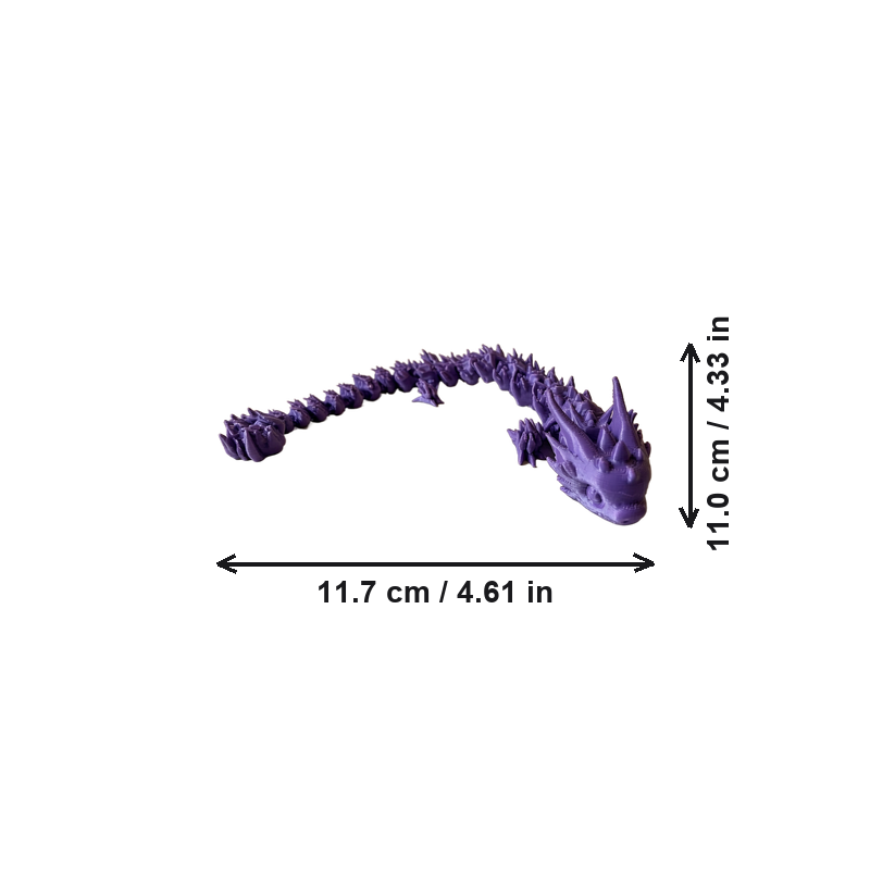 Articulated Spiked Dragon Figurine, Flexible Fully Jointed Posable Desktop and Shelf Display Decor — dimensions