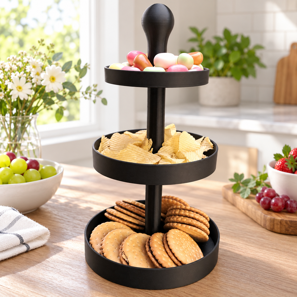 3-Tier Round Countertop Display Stand, Multi-layer Tray Organizer for Snacks, Desserts and Small Household Items — main product view