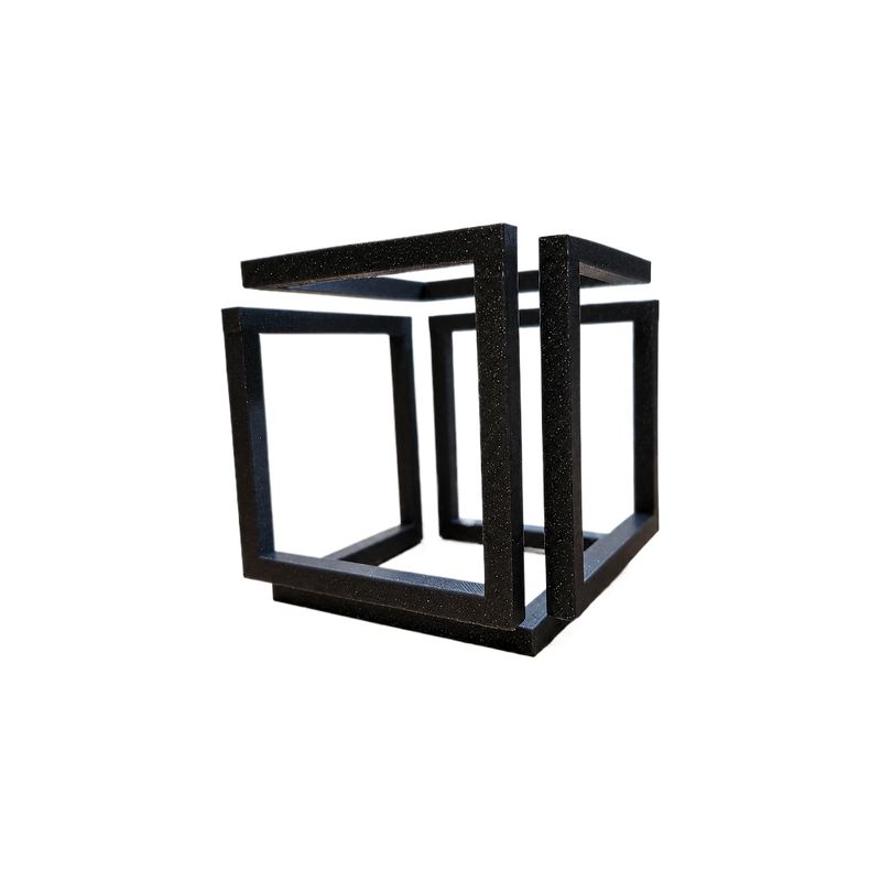 Hollow Geometric Optical Illusion Cube Decor, Modern Art Desktop and Shelf Ornament — white background