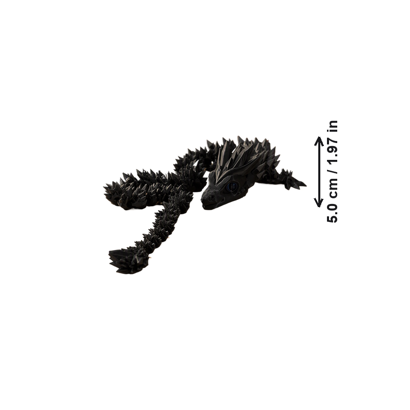 Black Articulated Spiked Dragon Figurine, Mythical Creature Statue for Home Office Desk Shelf Decor