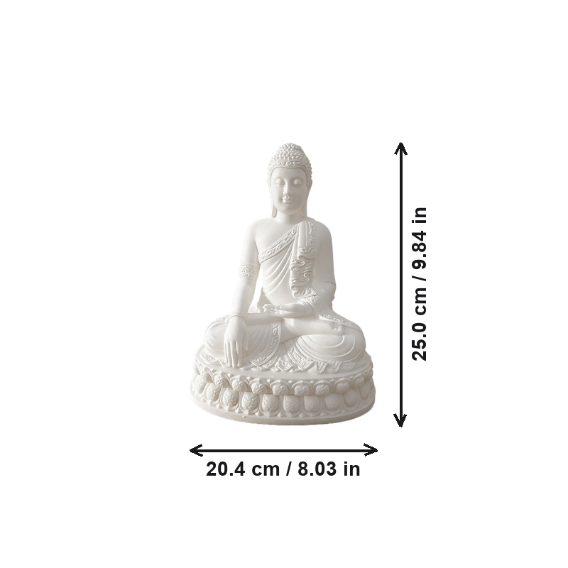 Seated Buddha Sculpture, Decorative Ornament for Home Desk and Shelf Display — dimensions