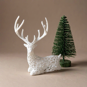 Seated Hollow Lattice Deer Figurine, Holiday Seasonal Tabletop Home Display Decor Piece — product scene