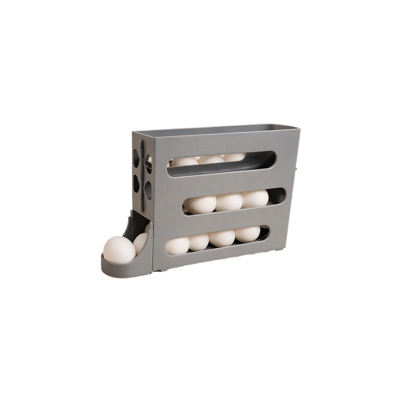 Gravity Auto-Slide Rolling Egg Dispenser, Refrigerator Egg Storage Holder Kitchen Organizer — white background